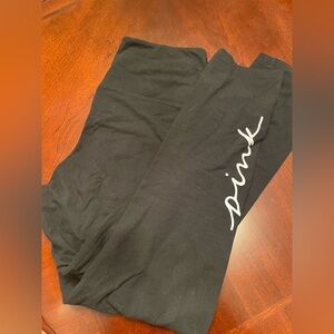 PINK Victoria's Secret Black Leggings with White Logo
